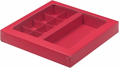 Коробка для 8 конфет и плитки 160*80мм, Красная 200*200*30мм