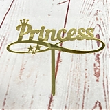 Топпер акриловый золотой "Princess" 15см