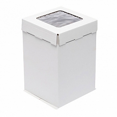 Коробка гофрокартон 42*42*45см с окном Белая