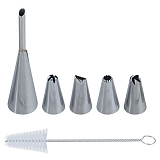 Набор кондитерских насадок с щеточкой, 6 предметов