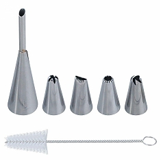Набор кондитерских насадок с щеточкой, 6 предметов