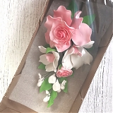 Ветка сахарная "Орхидея с розой" 20см