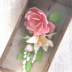 Сахарная ветка "Пион с лилией" 21см