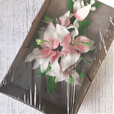 Ветка сахарная "Лилия бело-розовая" 21см