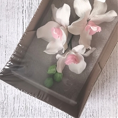 Ветка сахарная "Орхидея бело-розовая" 20см