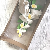 Сахарная ветка "Роза белая с жасмином" 20см